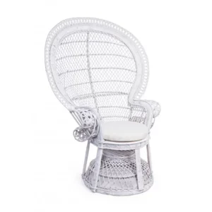 Armchair With Cushion Pavone White 112x82x149εκ. - Λευκό-1